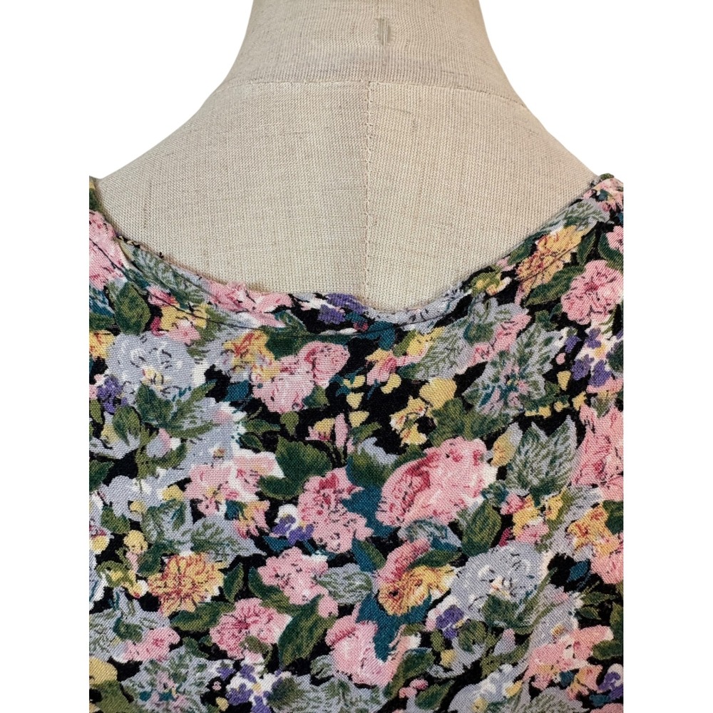 Vtg 90s Starina Babydoll Mini Dress Size S Floral  Rayon Tie Back Fairy Grunge - Picture 7 of 11